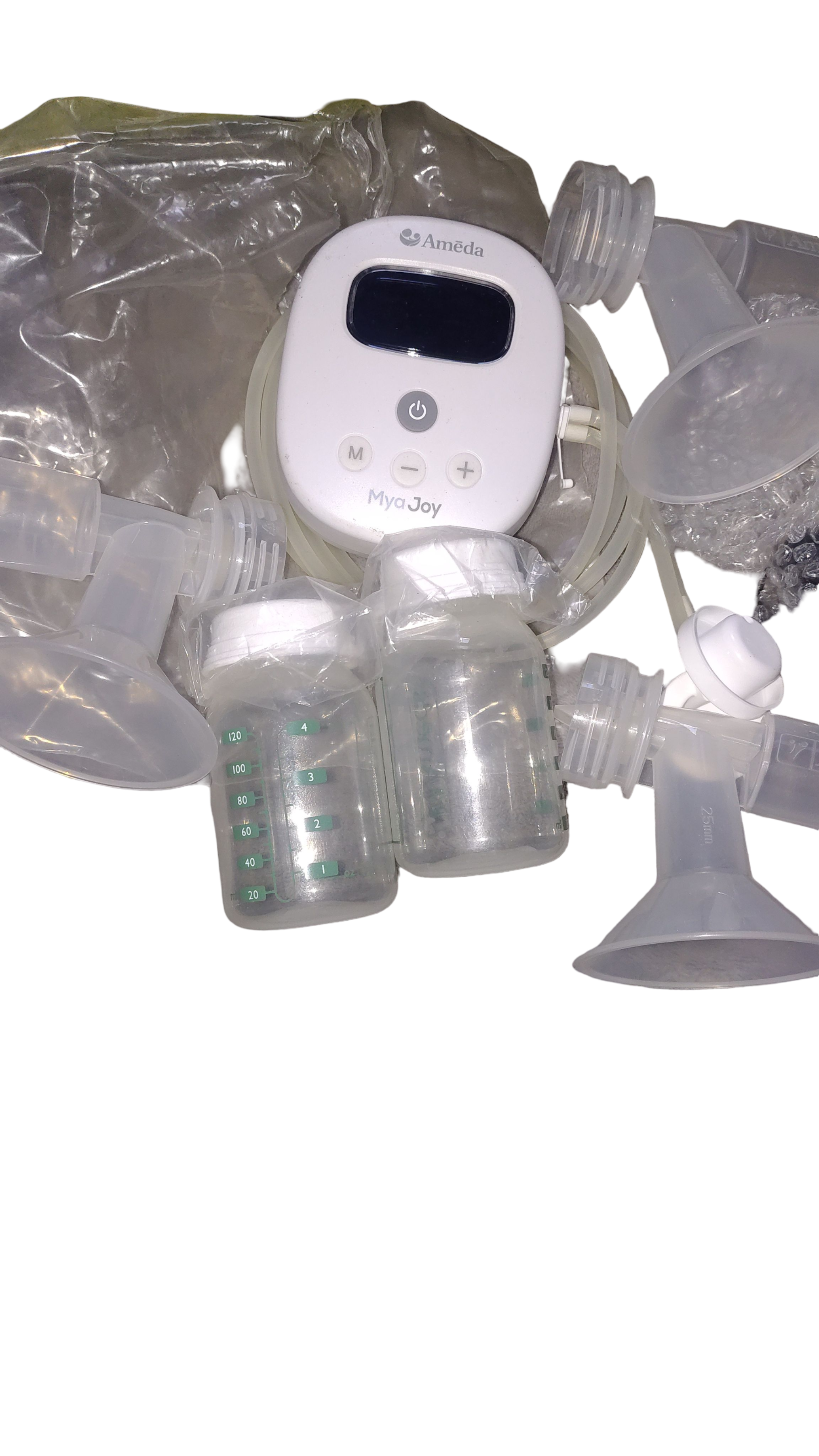 Extractor de leche materna, marca Ameda, incluye bolsa y brasier para la extracción